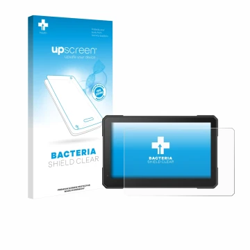 Face avant d’un emballage produit avec le logo de la marque upscreen. À côté, l’appareil Interphone Sync 70 Essential est repr