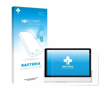 Face avant d’un emballage produit avec le logo de la marque upscreen. À côté, l’appareil eufy Smart Display E10 est représenté