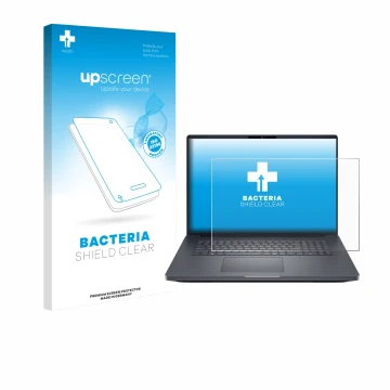 Face avant d’un emballage produit avec le logo de la marque upscreen. À côté, l’appareil Dell Pro Max 18 est représenté avec l