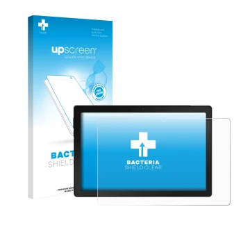 Face avant d’un emballage produit avec le logo de la marque upscreen. À côté, l’appareil MUISOO A10 10.1
