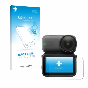 Face avant d’un emballage produit avec le logo de la marque upscreen. À côté, l’appareil DJI Osmo Nano est représenté avec la 