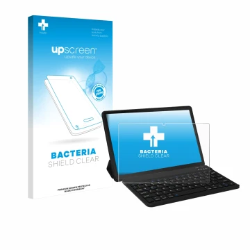 Face avant d’un emballage produit avec le logo de la marque upscreen. À côté, l’appareil Laptok LAPA7LBK 11