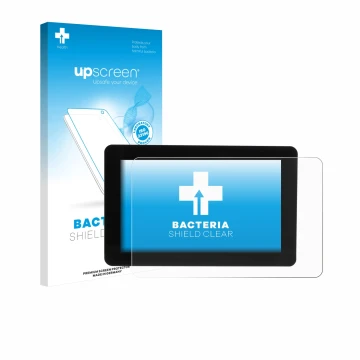 Face avant d’un emballage produit avec le logo de la marque upscreen. À côté, l’appareil Raspberry Pi Touch Display 2 est repr