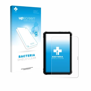 Face avant d’un emballage produit avec le logo de la marque upscreen. À côté, l’appareil Blackview Active 7 est représenté ave