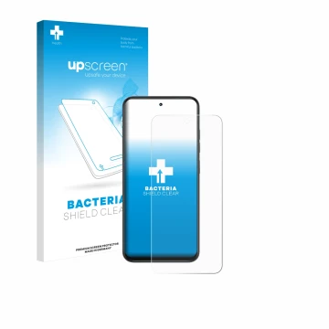 Face avant d’un emballage produit avec le logo de la marque upscreen. À côté, l’appareil Infinix Smart 10 est représenté avec 