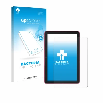 Face avant d’un emballage produit avec le logo de la marque upscreen. À côté, l’appareil Amazon Fire HD 8 2024 est représenté 