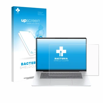 Face avant d’un emballage produit avec le logo de la marque upscreen. À côté, l’appareil HP OmniBook 5 16 est représenté avec 
