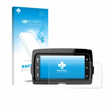 Face avant d’un emballage produit avec le logo de la marque upscreen. À côté, l’appareil Harley Davidson Soundstream Reserve W