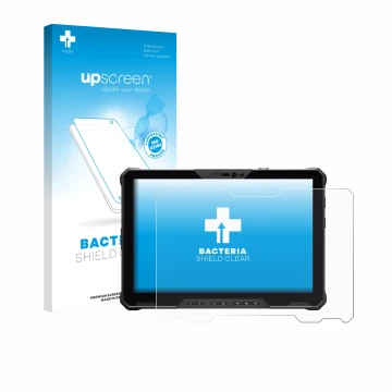 Face avant d’un emballage produit avec le logo de la marque upscreen. À côté, l’appareil Dell Pro Rugged 12 RA02260 est représ