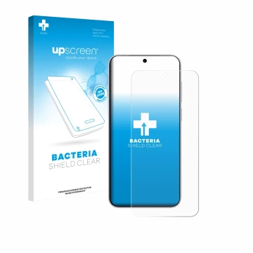 Face avant d’un emballage produit avec le logo de la marque upscreen. À côté, l’appareil Vivo X300 est représenté avec la prot