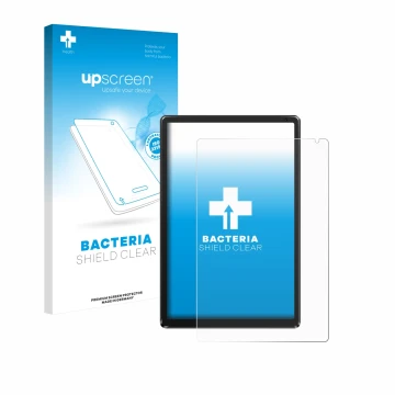 Face avant d’un emballage produit avec le logo de la marque upscreen. À côté, l’appareil Whitedeer WHEC107BK 10.1