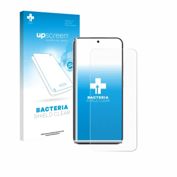 Face avant d’un emballage produit avec le logo de la marque upscreen. À côté, l’appareil Oppo Reno 14 est représenté avec la p