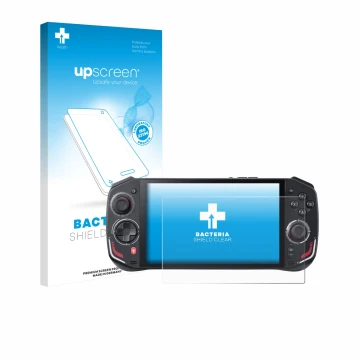 Face avant d’un emballage produit avec le logo de la marque upscreen. À côté, l’appareil Acer Nitro Blaze 7 est représenté ave