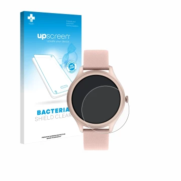 Face avant d’un emballage produit avec le logo de la marque upscreen. À côté, l’appareil Reflex Active Spectra 300 R AMOLED 1.