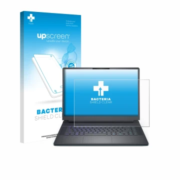 Face avant d’un emballage produit avec le logo de la marque upscreen. À côté, l’appareil Dell Alienware 16 Area-51 est représe