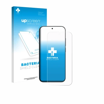 Face avant d’un emballage produit avec le logo de la marque upscreen. À côté, l’appareil Xiaomi Redmi K90 est représenté avec 