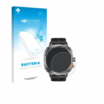 Face avant d’un emballage produit avec le logo de la marque upscreen. À côté, l’appareil Rogbid Titan V 1.75