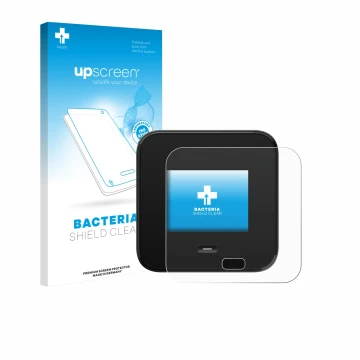 Face avant d’un emballage produit avec le logo de la marque upscreen. À côté, l’appareil Netgear Nighthawk M7 Pro est représen