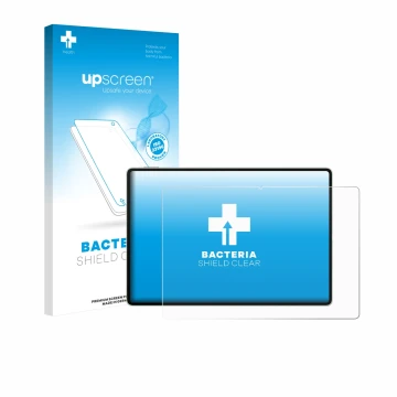 Face avant d’un emballage produit avec le logo de la marque upscreen. À côté, l’appareil Huawei MatePad Pro 12.2