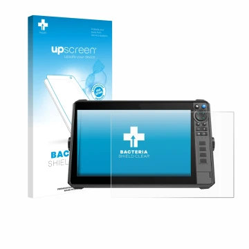 Face avant d’un emballage produit avec le logo de la marque upscreen. À côté, l’appareil Lowrance HDS-12 Pro est représenté av