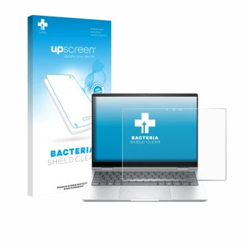 Face avant d’un emballage produit avec le logo de la marque upscreen. À côté, l’appareil HP EliteBook 8 Flip G1i 13