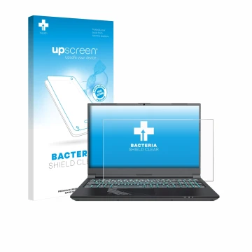 Face avant d’un emballage produit avec le logo de la marque upscreen. À côté, l’appareil Gigabyte G5 2024 est représenté avec 