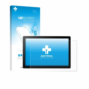 Face avant d’un emballage produit avec le logo de la marque upscreen. À côté, l’appareil Wacom Cintiq 16 DTK168 2025 est repré