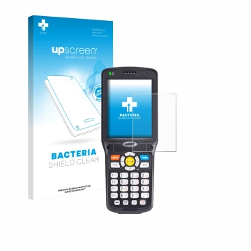 Face avant d’un emballage produit avec le logo de la marque upscreen. À côté, l’appareil Unitech HT510 est représenté avec la 