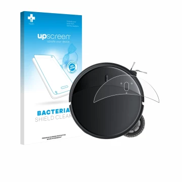 Face avant d’un emballage produit avec le logo de la marque upscreen. À côté, l’appareil Roborock Saros 10R est représenté ave