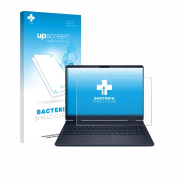 Face avant d’un emballage produit avec le logo de la marque upscreen. À côté, l’appareil Dell Alienware 16X est représenté ave