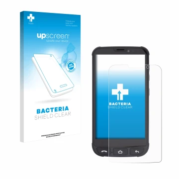 Face avant d’un emballage produit avec le logo de la marque upscreen. À côté, l’appareil Olympia Neo Mini est représenté avec 