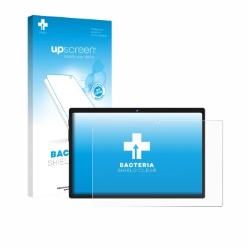 Face avant d’un emballage produit avec le logo de la marque upscreen. À côté, l’appareil Biegedy B29 10.1