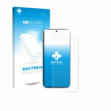 Face avant d’un emballage produit avec le logo de la marque upscreen. À côté, l’appareil Vivo S50 est représenté avec la prote