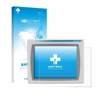 Face avant d’un emballage produit avec le logo de la marque upscreen. À côté, l’appareil Allen Bradly HMI AB 2711P-RDT15C est 