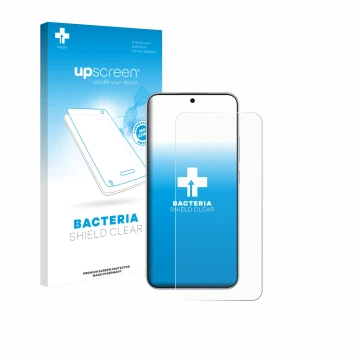 Face avant d’un emballage produit avec le logo de la marque upscreen. À côté, l’appareil Oppo F31 est représenté avec la prote