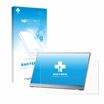 Face avant d’un emballage produit avec le logo de la marque upscreen. À côté, l’appareil Arzopa Z3FC 16.1