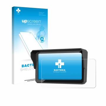 Face avant d’un emballage produit avec le logo de la marque upscreen. À côté, l’appareil Carpuride W602BS est représenté avec 