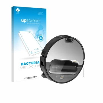 Face avant d’un emballage produit avec le logo de la marque upscreen. À côté, l’appareil Roborock Saros Z70 est représenté ave