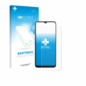 Face avant d’un emballage produit avec le logo de la marque upscreen. À côté, l’appareil Doogee Note 56X est représenté avec l