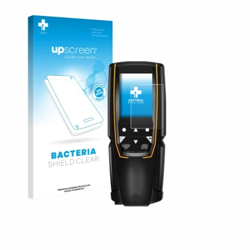 Face avant d’un emballage produit avec le logo de la marque upscreen. À côté, l’appareil Testo 310 (2e Gen.) est représenté av