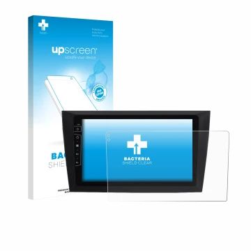 Face avant d’un emballage produit avec le logo de la marque upscreen. À côté, l’appareil Dynavin D8-DF31 9