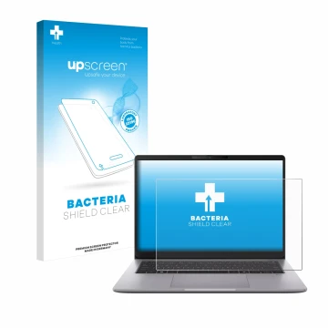 Face avant d’un emballage produit avec le logo de la marque upscreen. À côté, l’appareil ASUS ExpertBook P3 G2 est représenté 