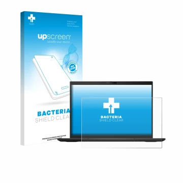 Face avant d’un emballage produit avec le logo de la marque upscreen. À côté, l’appareil ASUS ExpertBook B3 B3404 est représen