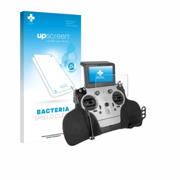 Face avant d’un emballage produit avec le logo de la marque upscreen. À côté, l’appareil PowerBox Systems Core est représenté 