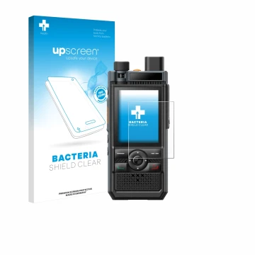 Face avant d’un emballage produit avec le logo de la marque upscreen. À côté, l’appareil Hytera P50 Pro est représenté avec la