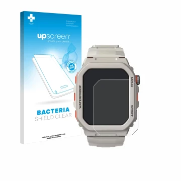 Face avant d’un emballage produit avec le logo de la marque upscreen. À côté, l’appareil Rogbid Tank G2 est représenté avec la