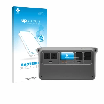 Face avant d’un emballage produit avec le logo de la marque upscreen. À côté, l’appareil DJI Power 1000 est représenté avec la