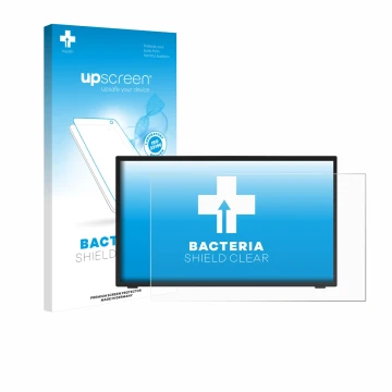 Face avant d’un emballage produit avec le logo de la marque upscreen. À côté, l’appareil Elo TouchSystems 2470L est représenté