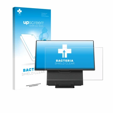 Face avant d’un emballage produit avec le logo de la marque upscreen. À côté, l’appareil Blackview Table 10 23.8