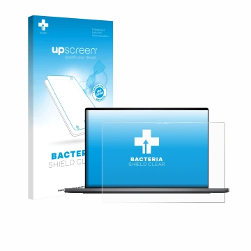 Face avant d’un emballage produit avec le logo de la marque upscreen. À côté, l’appareil Dell XPS 16 DA16260 est représenté av